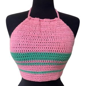 Flamingo Fusion Handmade Crochet Halter Top